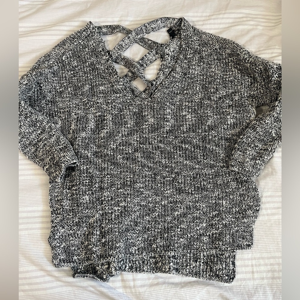 Express Black and White Knit Top